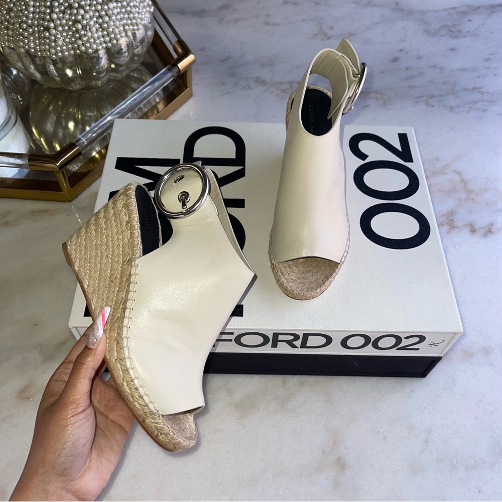 Céline Womens 35 Milk Calfskin Leather Open Toe Espadrille Sandal - Picture 11 of 16